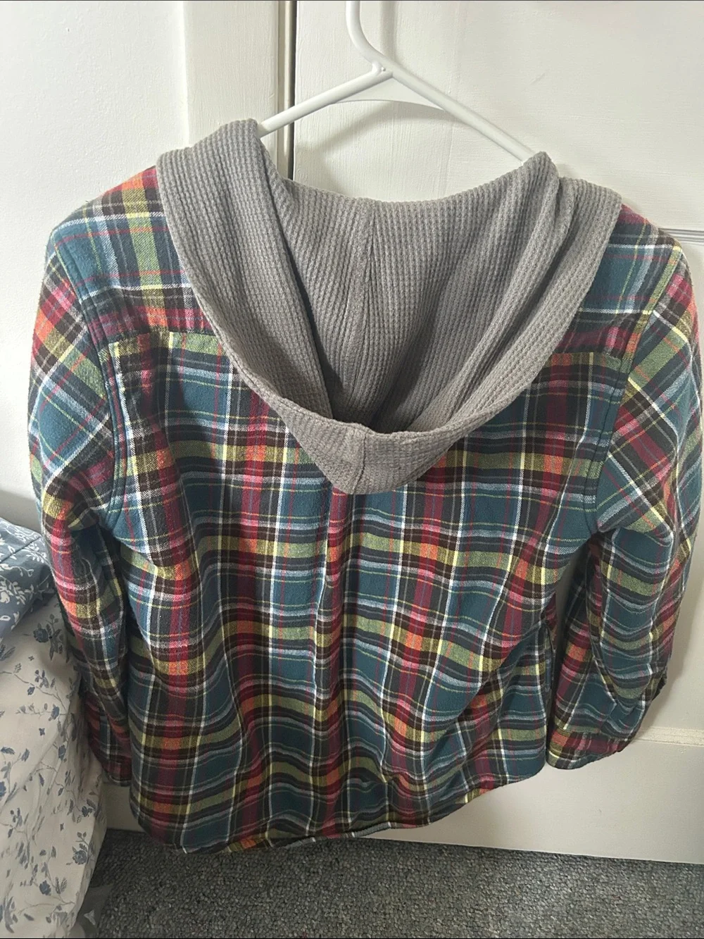 L.L. Bean Kids M 10-12 Multicolor Fleece-Lined Plaid Hooded Jacket